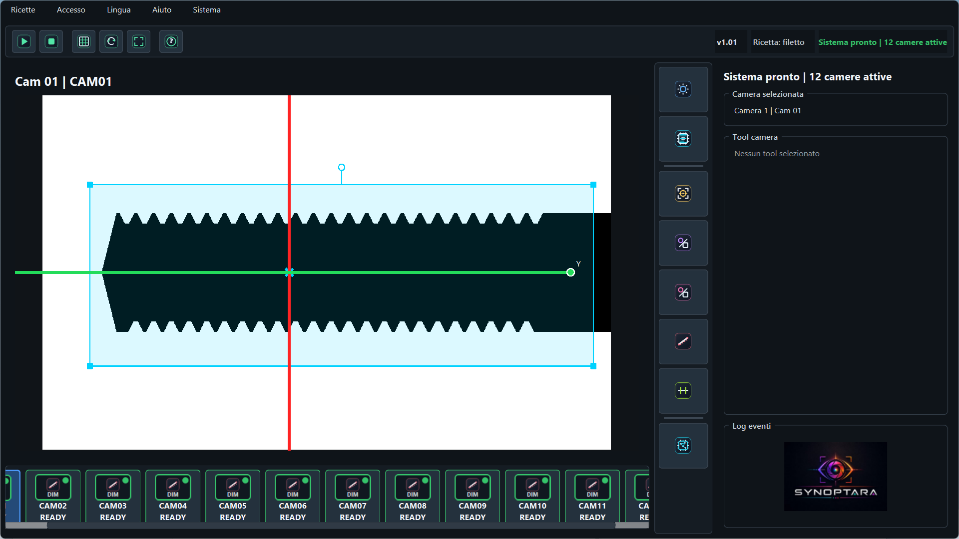 Screenshot dell'interfaccia utente di SYNOPTARA